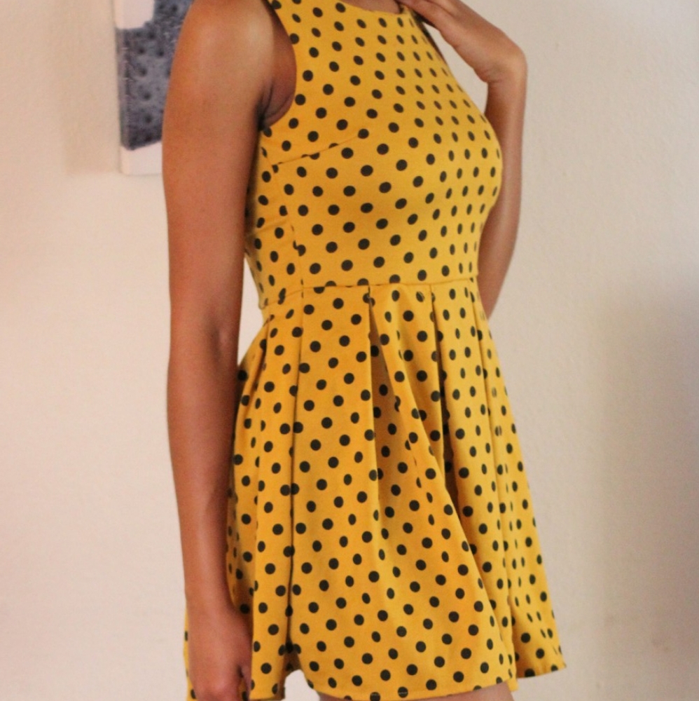 Sans Souci Gold Polka Dot Dress - Size M